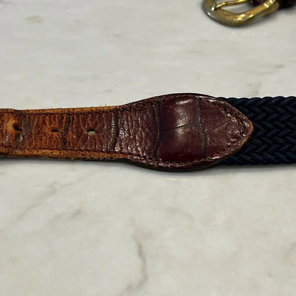 Crookhorn Surcingle Belt Sz 40 Stretch‎ Hand-Woven Brass hardware braided